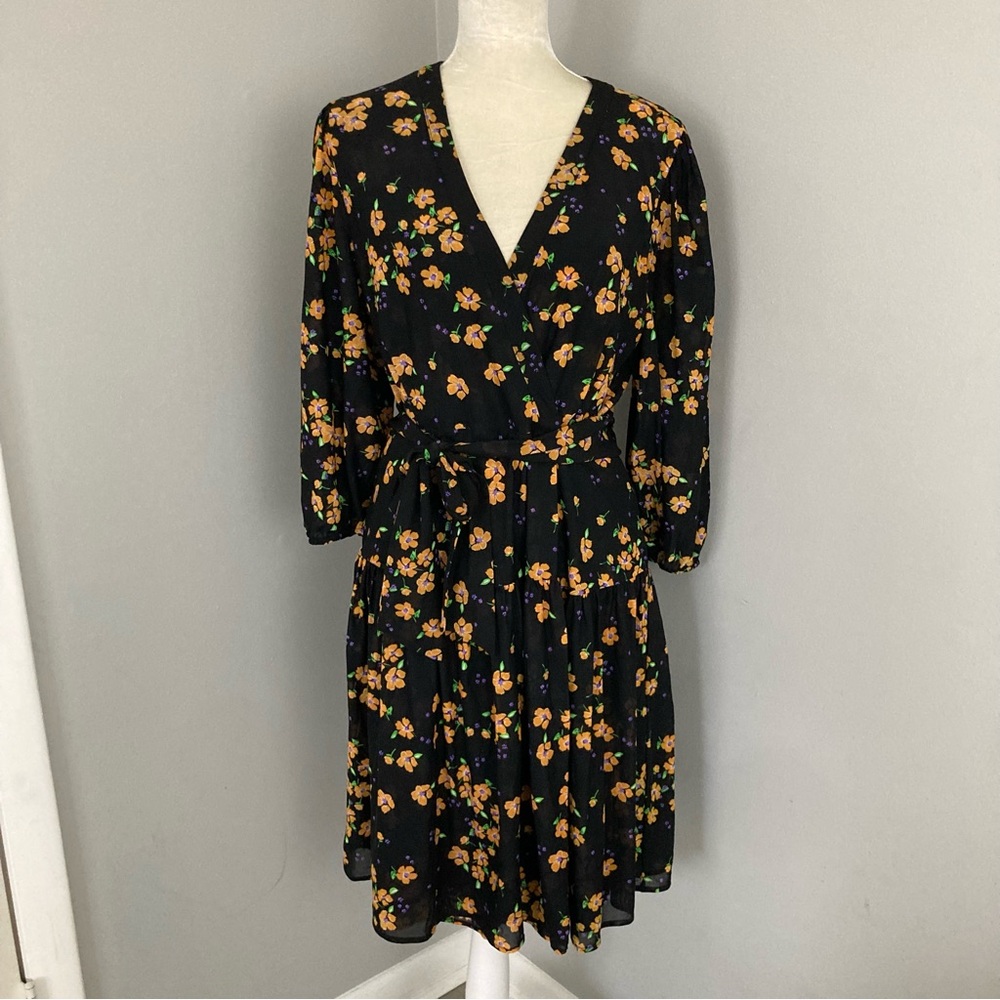 CAbi debut fiesta floral wrap dress romantic wedding guest spring summer size M - Picture 2 of 14